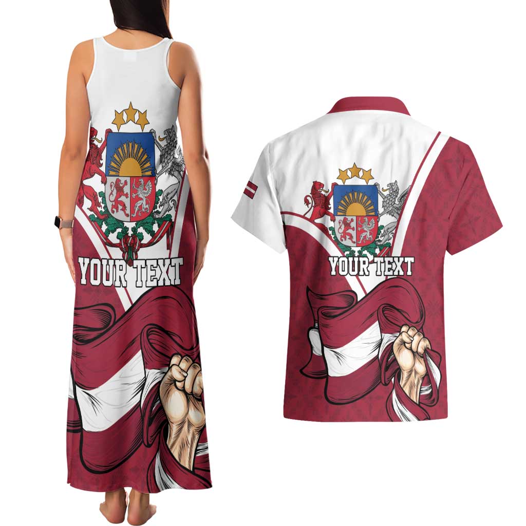 Personalized Latvia Independence Day Couples Matching Tank Maxi Dress and Hawaiian Shirt 18th November 1918 - Wonder Print Shop