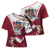 Personalized Latvia Independence Day Cross Shoulder Shirt 18th November 1918 - Wonder Print Shop