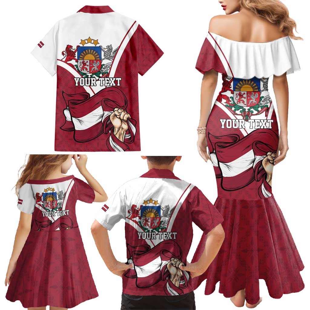 Personalized Latvia Independence Day Family Matching Mermaid Dress and Hawaiian Shirt 18th November 1918 - Wonder Print Shop
