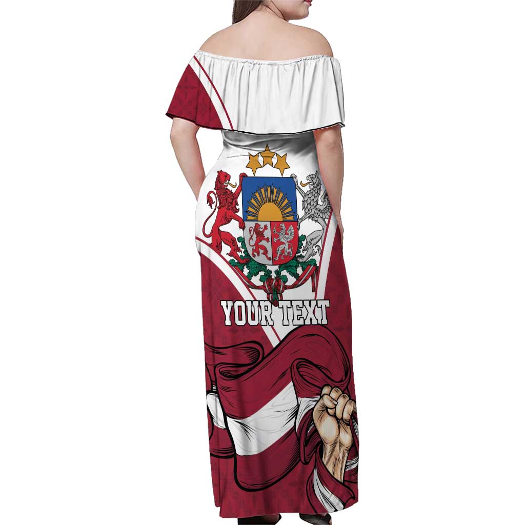 Personalized Latvia Independence Day Family Matching Off Shoulder Maxi Dress and Hawaiian Shirt 18th November 1918 - Wonder Print Shop