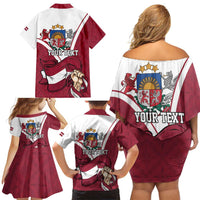 Personalized Latvia Independence Day Family Matching Off Shoulder Short Dress and Hawaiian Shirt 18th November 1918 - Wonder Print Shop