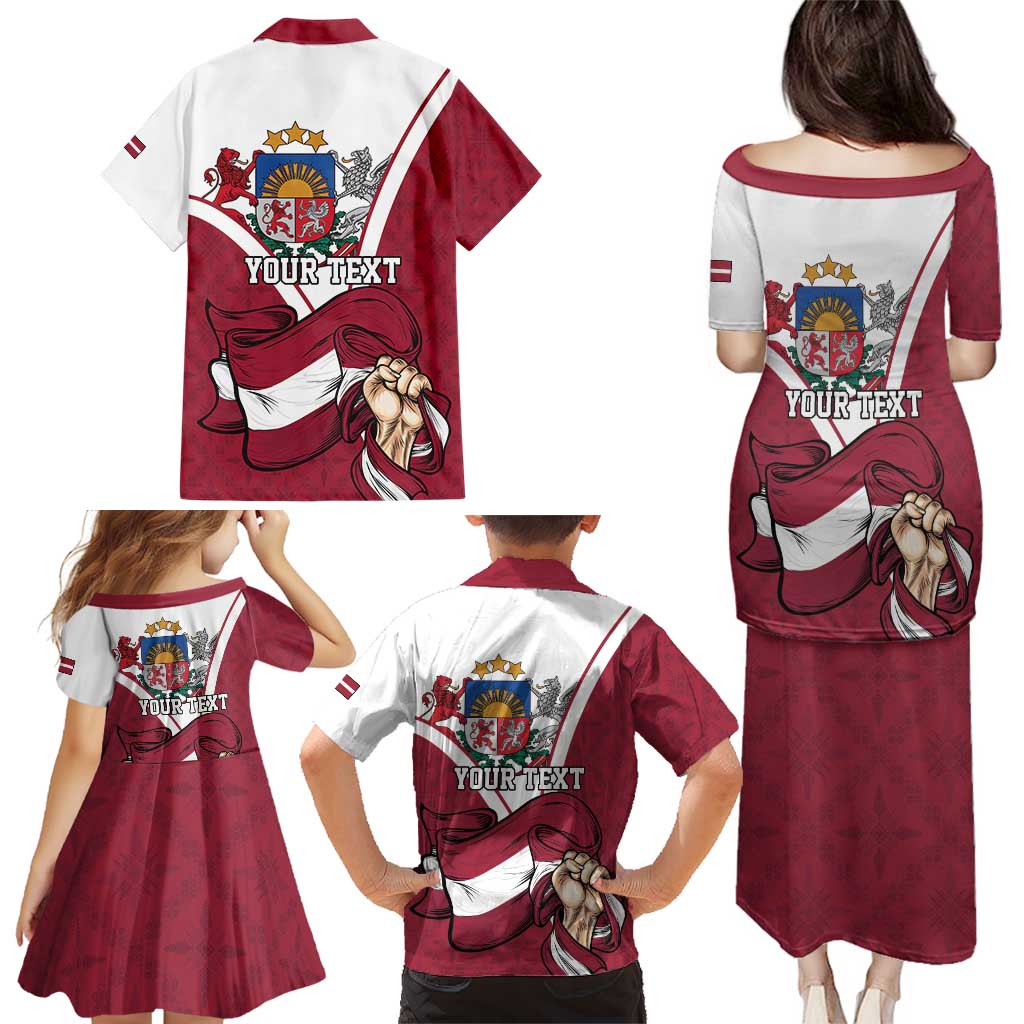 Personalized Latvia Independence Day Family Matching Puletasi and Hawaiian Shirt 18th November 1918 - Wonder Print Shop