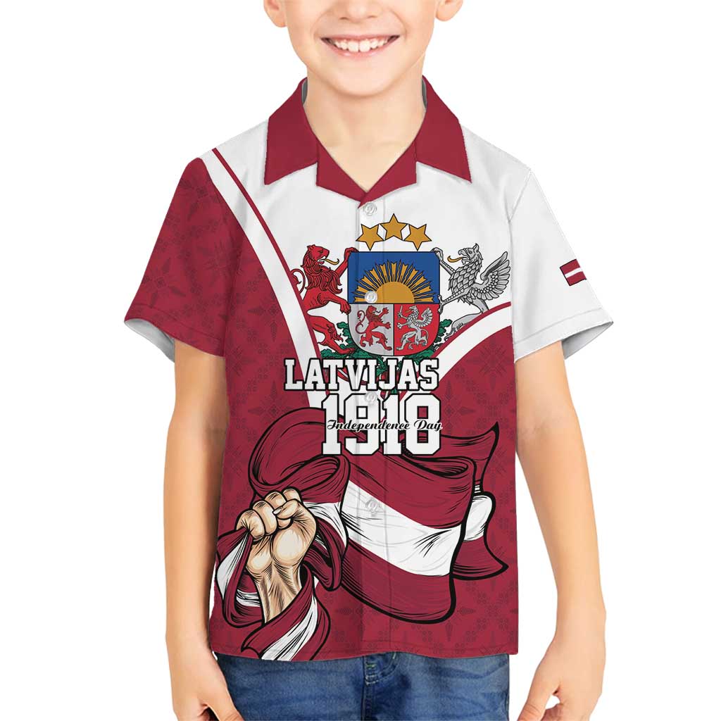 Personalized Latvia Independence Day Family Matching Puletasi and Hawaiian Shirt 18th November 1918 - Wonder Print Shop