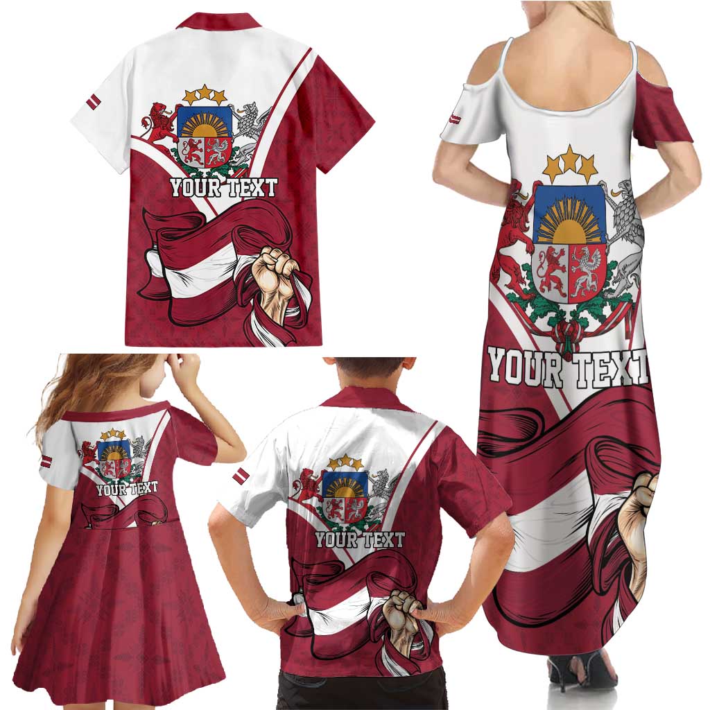 Personalized Latvia Independence Day Family Matching Summer Maxi Dress and Hawaiian Shirt 18th November 1918 - Wonder Print Shop