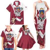Personalized Latvia Independence Day Family Matching Tank Maxi Dress and Hawaiian Shirt 18th November 1918 - Wonder Print Shop
