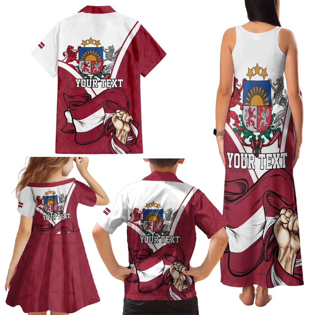 Personalized Latvia Independence Day Family Matching Tank Maxi Dress and Hawaiian Shirt 18th November 1918 - Wonder Print Shop