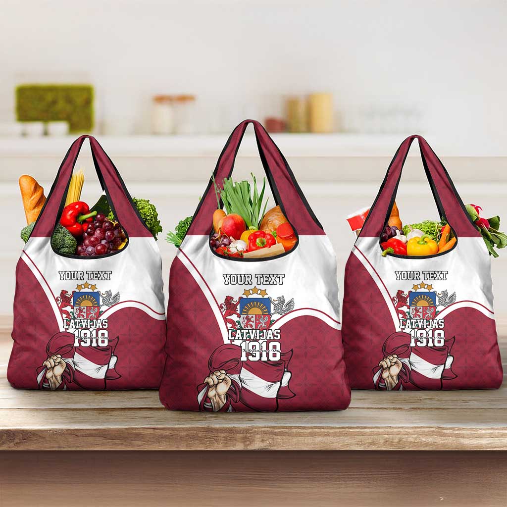Personalized Latvia Independence Day Grocery Bag 18th November 1918 - Wonder Print Shop