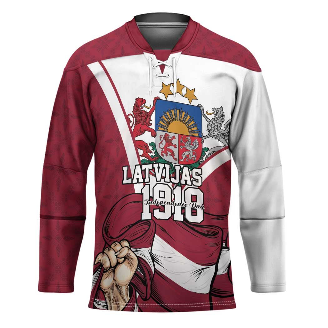 Personalized Latvia Independence Day Hockey Jersey 18th November 1918 - Wonder Print Shop
