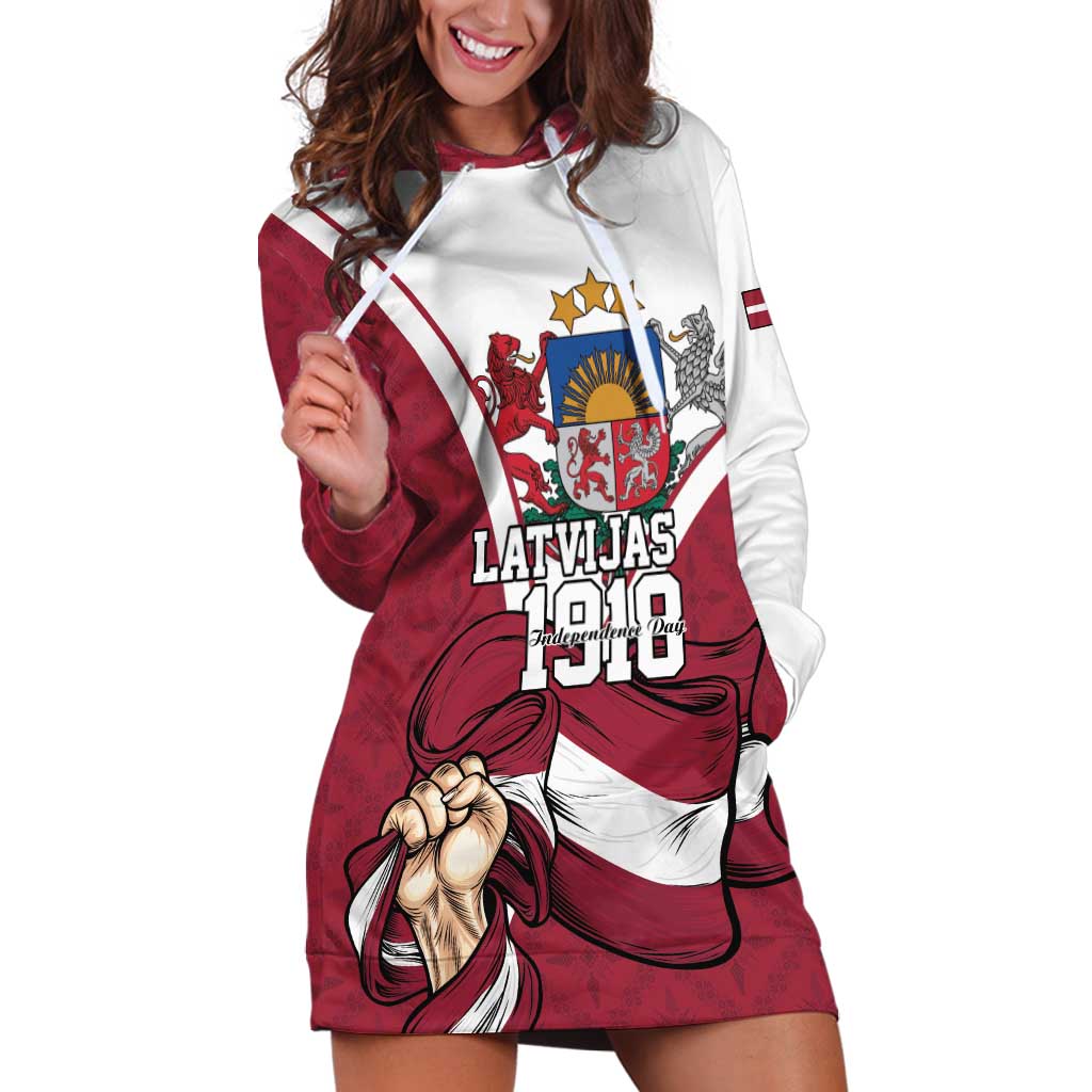 Personalized Latvia Independence Day Hoodie Dress 18th November 1918 - Wonder Print Shop