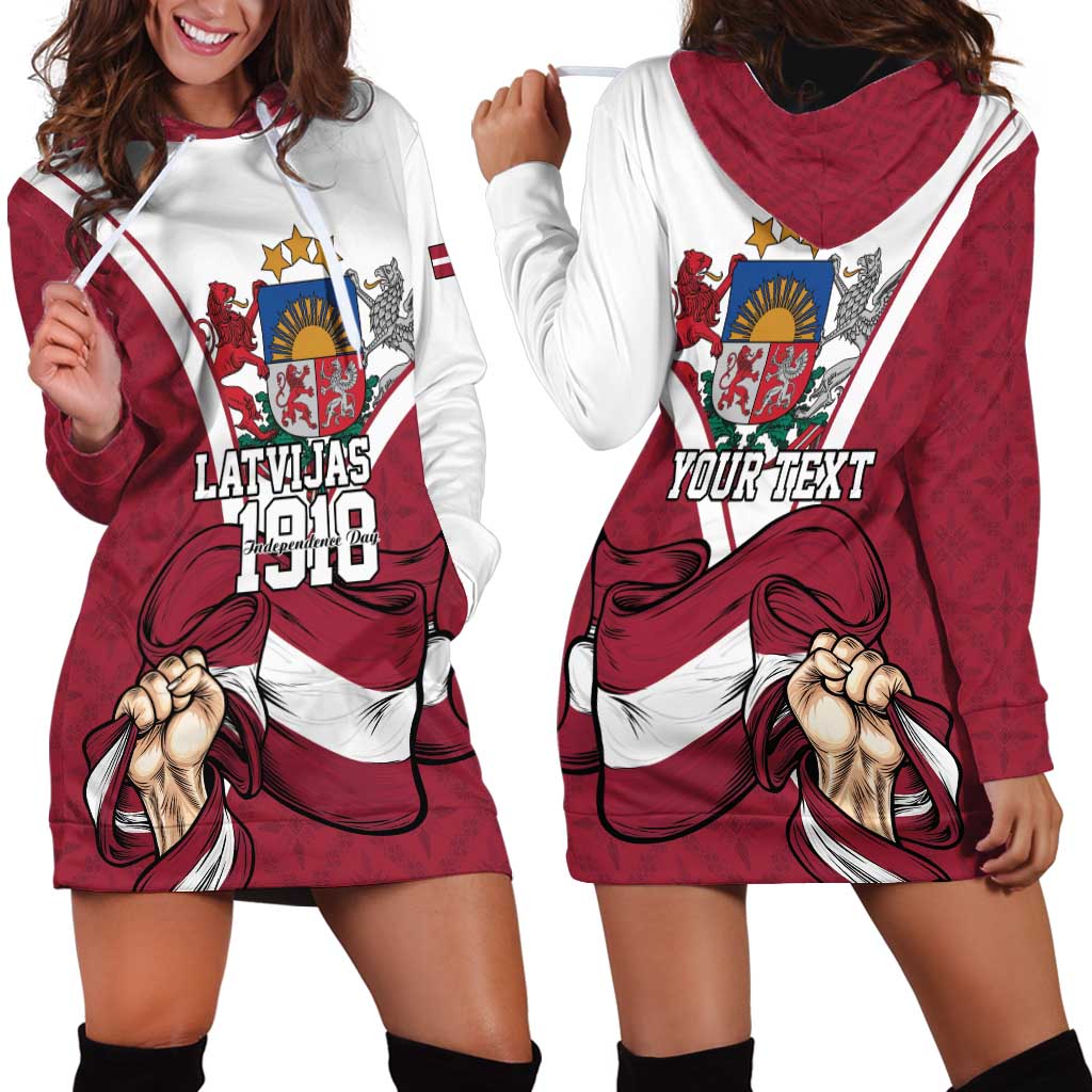 Personalized Latvia Independence Day Hoodie Dress 18th November 1918 - Wonder Print Shop