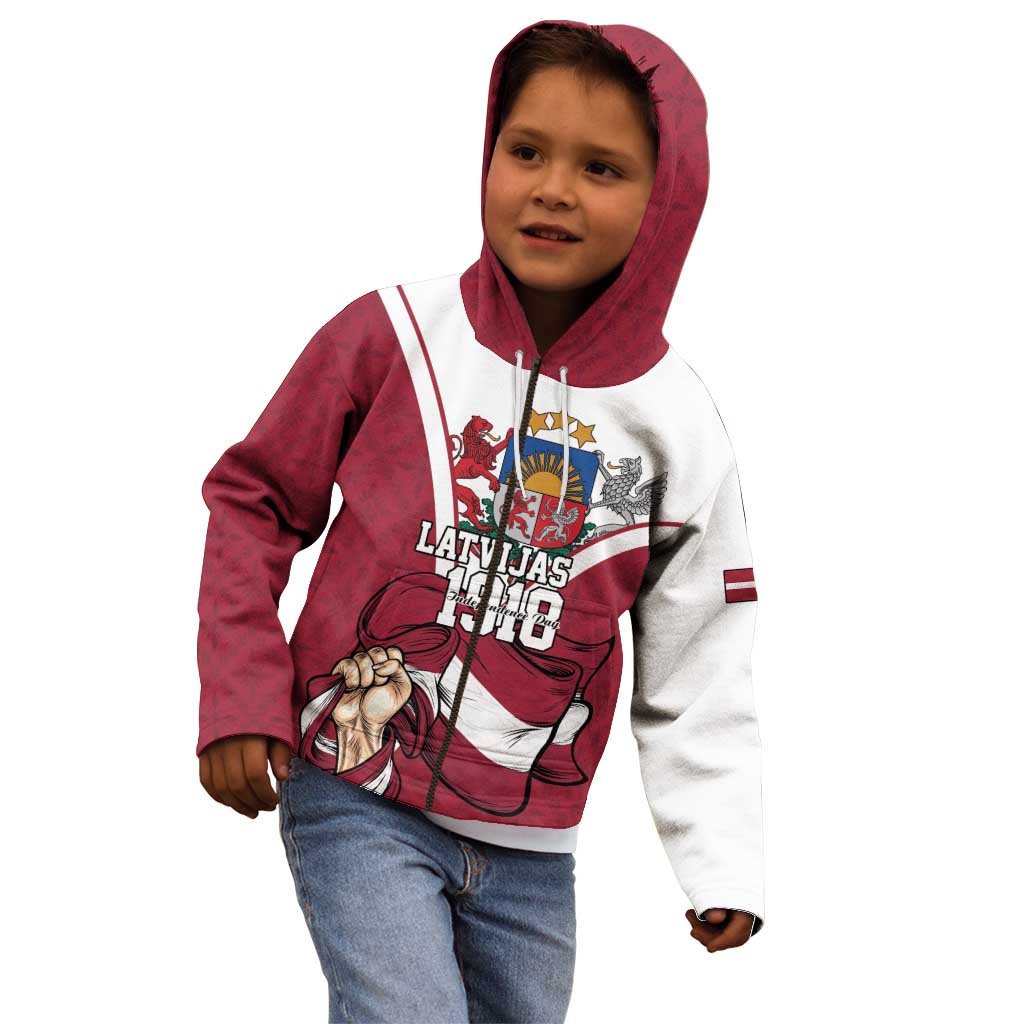 Personalized Latvia Independence Day Kid Hoodie 18th November 1918 - Wonder Print Shop