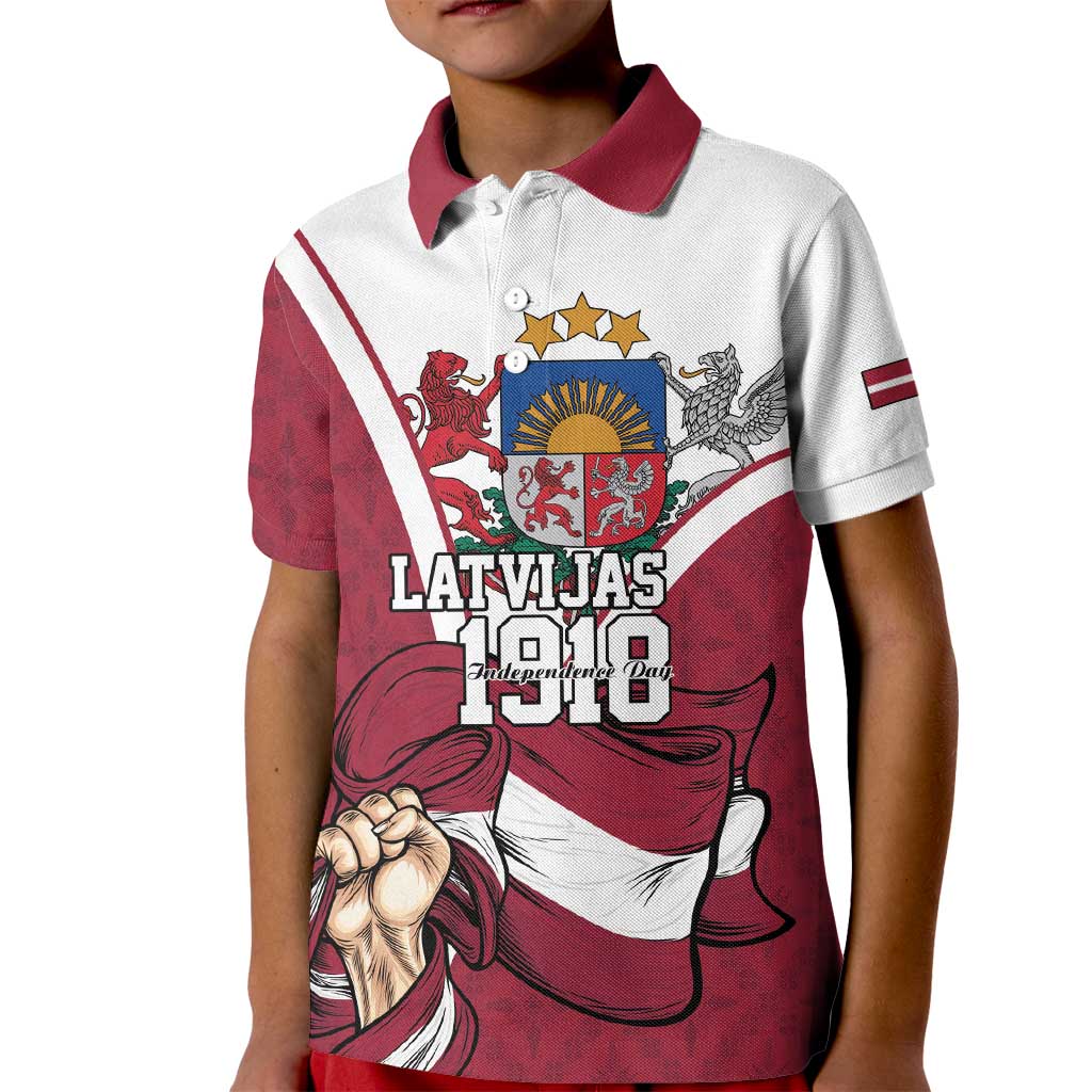Personalized Latvia Independence Day Kid Polo Shirt 18th November 1918 - Wonder Print Shop