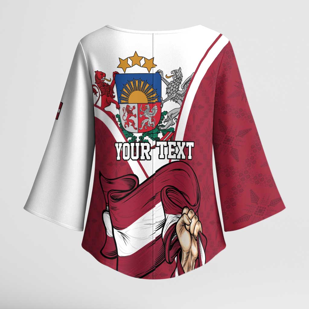 Personalized Latvia Independence Day Kimono Sleeve Blouse 18th November 1918 - Wonder Print Shop