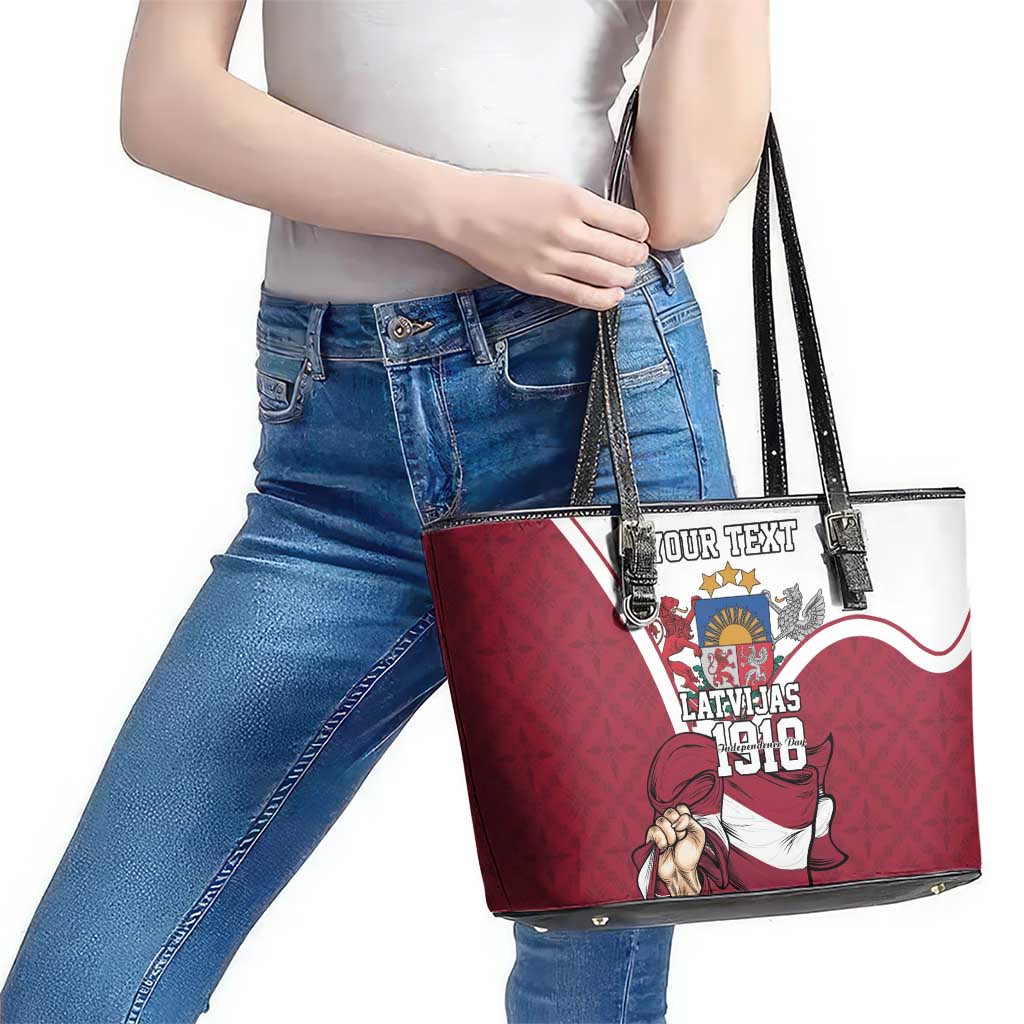 Personalized Latvia Independence Day Leather Tote Bag 18th November 1918 - Wonder Print Shop