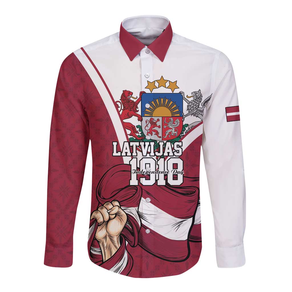 Personalized Latvia Independence Day Long Sleeve Button Shirt 18th November 1918 - Wonder Print Shop