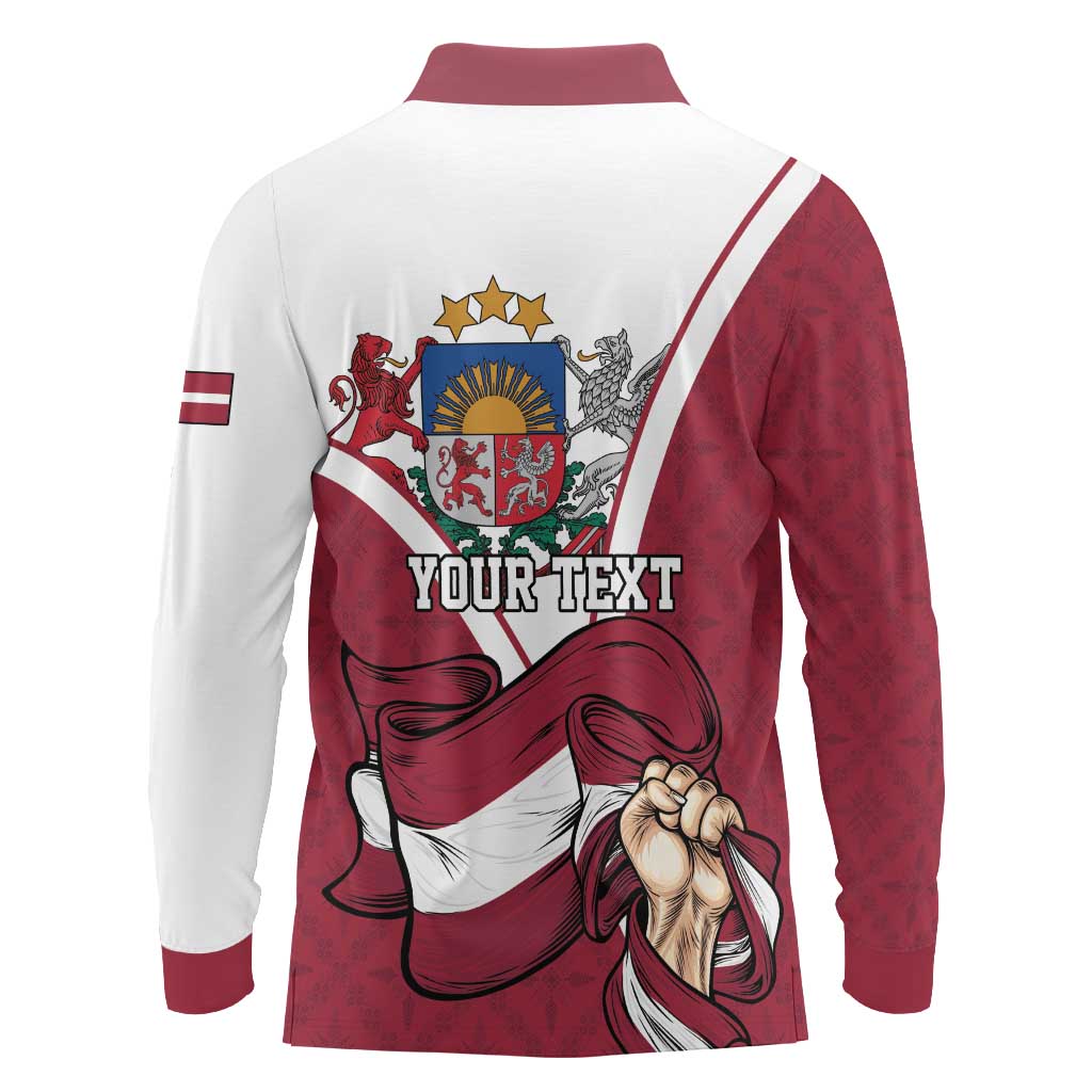 Personalized Latvia Independence Day Long Sleeve Polo Shirt 18th November 1918 - Wonder Print Shop