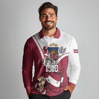 Personalized Latvia Independence Day Long Sleeve Polo Shirt 18th November 1918 - Wonder Print Shop