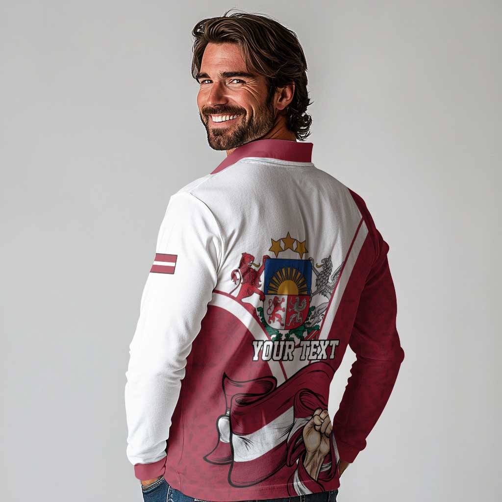 Personalized Latvia Independence Day Long Sleeve Polo Shirt 18th November 1918 - Wonder Print Shop