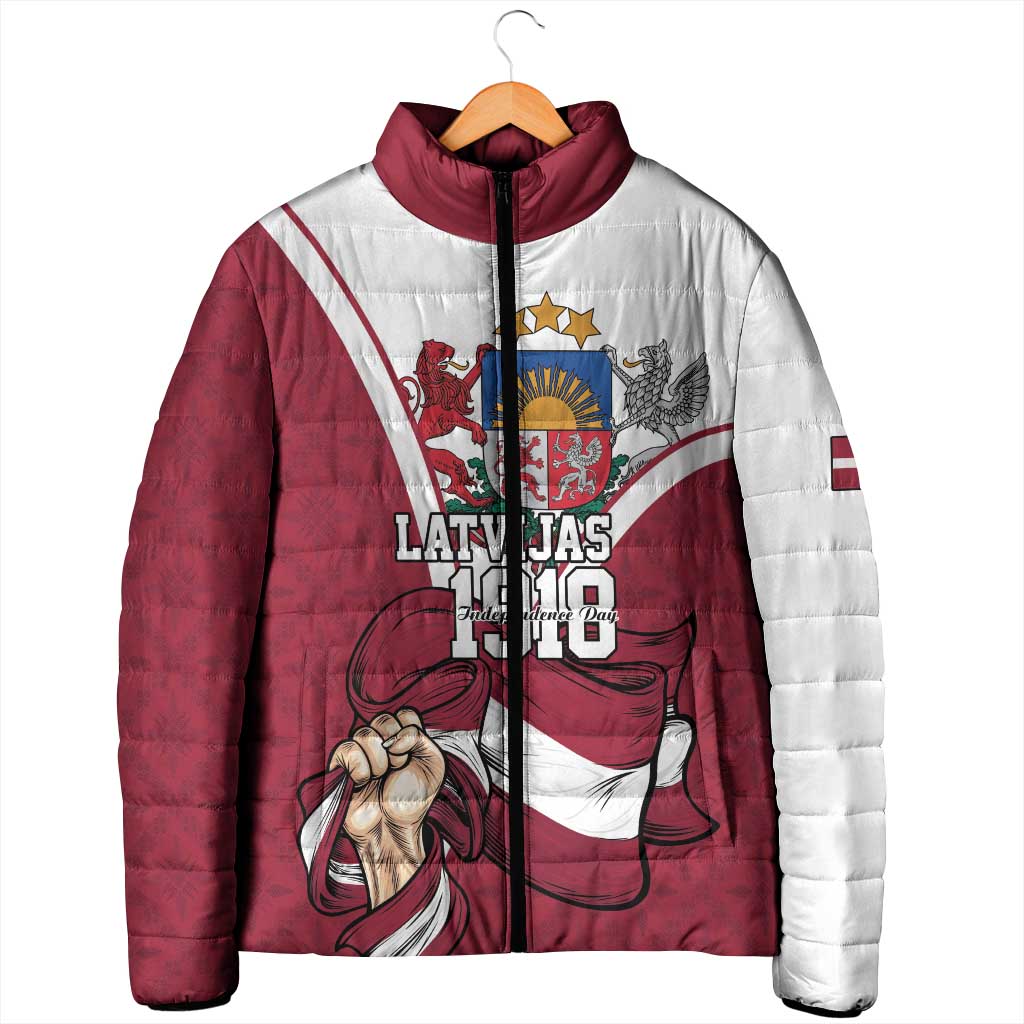 Personalized Latvia Independence Day Padded Jacket 18th November 1918 - Wonder Print Shop