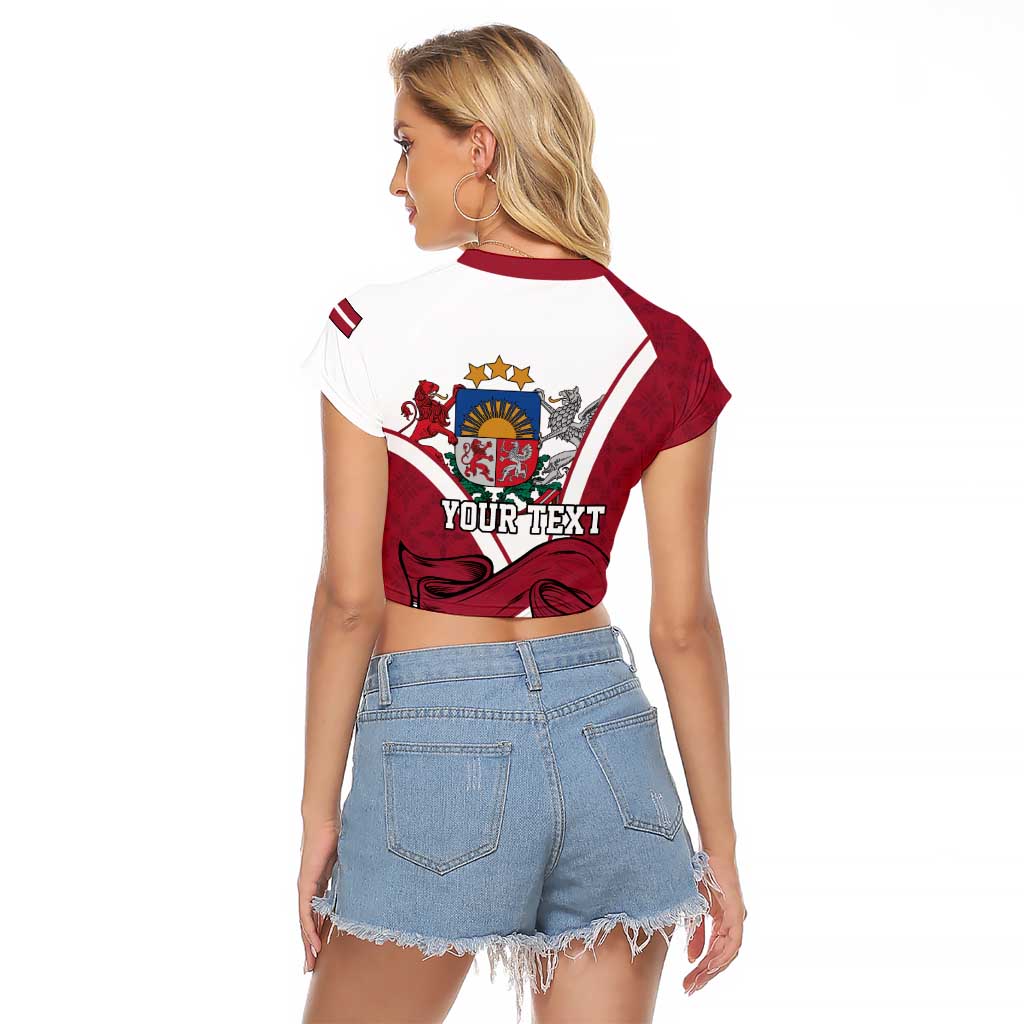 Personalized Latvia Independence Day Raglan Cropped T Shirt 18th November 1918 - Wonder Print Shop