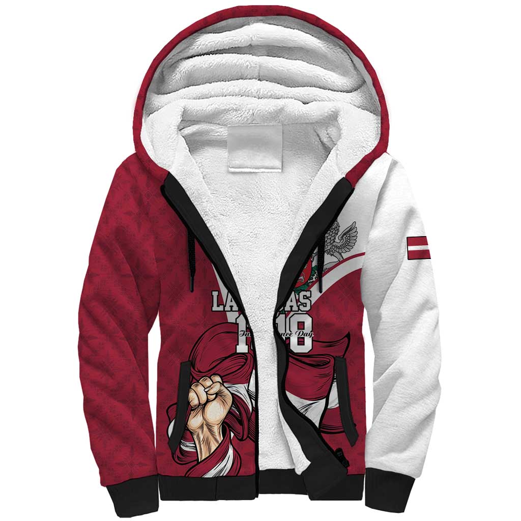 Personalized Latvia Independence Day Sherpa Hoodie 18th November 1918 - Wonder Print Shop