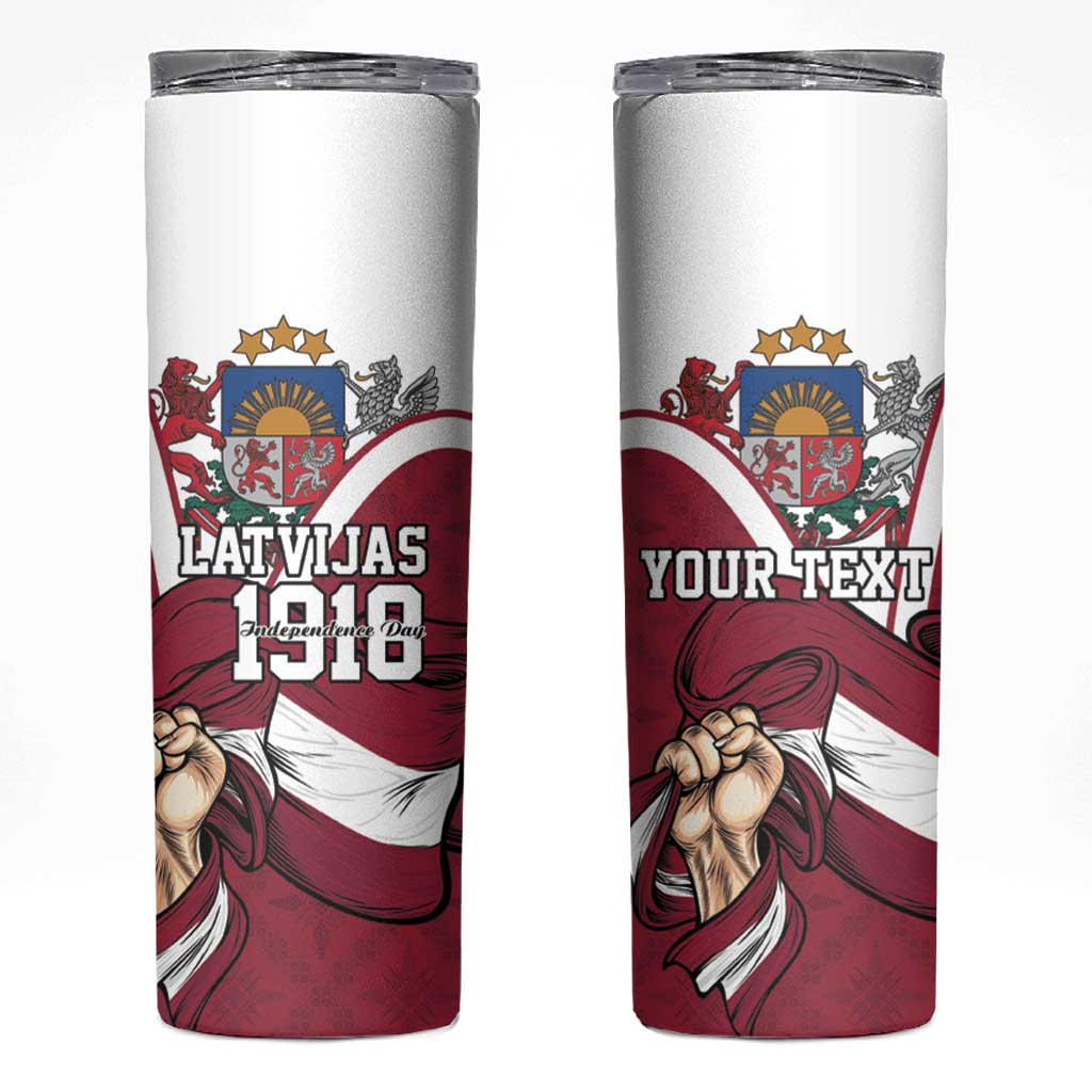 Personalized Latvia Independence Day Skinny Tumbler 18th November 1918 - Wonder Print Shop