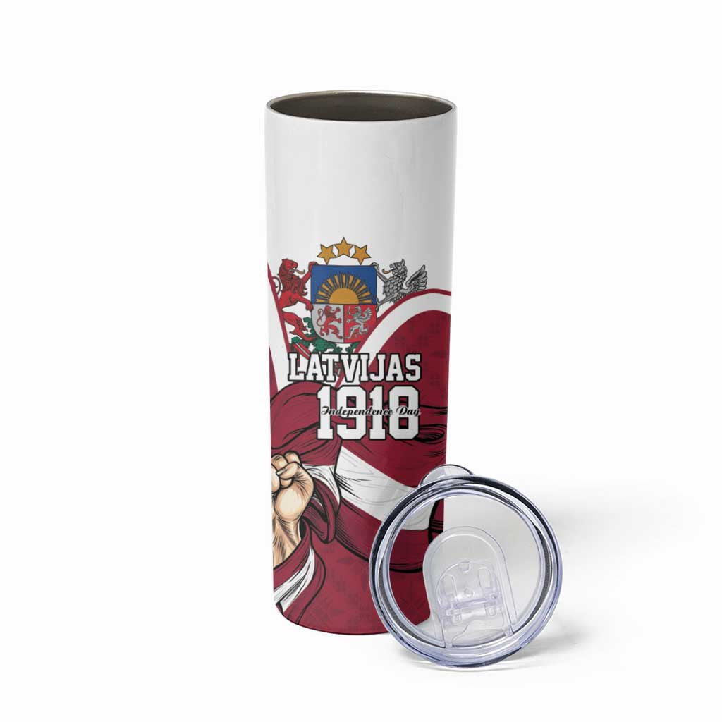 Personalized Latvia Independence Day Skinny Tumbler 18th November 1918 - Wonder Print Shop