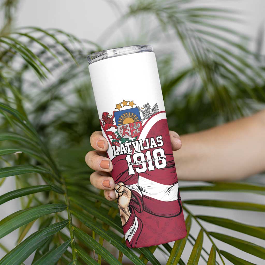 Personalized Latvia Independence Day Skinny Tumbler 18th November 1918 - Wonder Print Shop