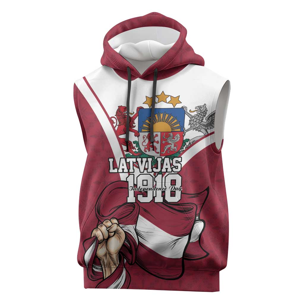 Personalized Latvia Independence Day Sleeveless Hoodie 18th November 1918 - Wonder Print Shop