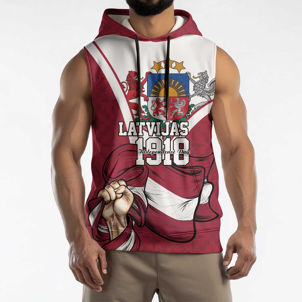 Personalized Latvia Independence Day Sleeveless Hoodie 18th November 1918 - Wonder Print Shop