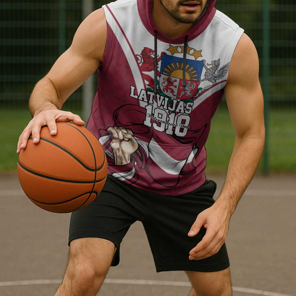 Personalized Latvia Independence Day Sleeveless Hoodie 18th November 1918 - Wonder Print Shop