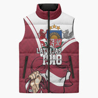 Personalized Latvia Independence Day Sleeveless Puffer Jacket 18th November 1918 - Wonder Print Shop