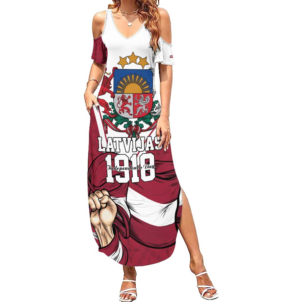 Personalized Latvia Independence Day Summer Maxi Dress 18th November 1918 - Wonder Print Shop