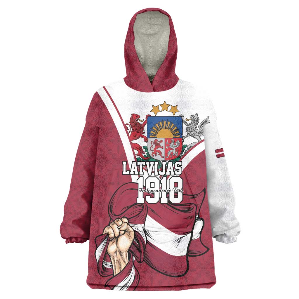 Personalized Latvia Independence Day Wearable Blanket Hoodie 18th November 1918 - Wonder Print Shop