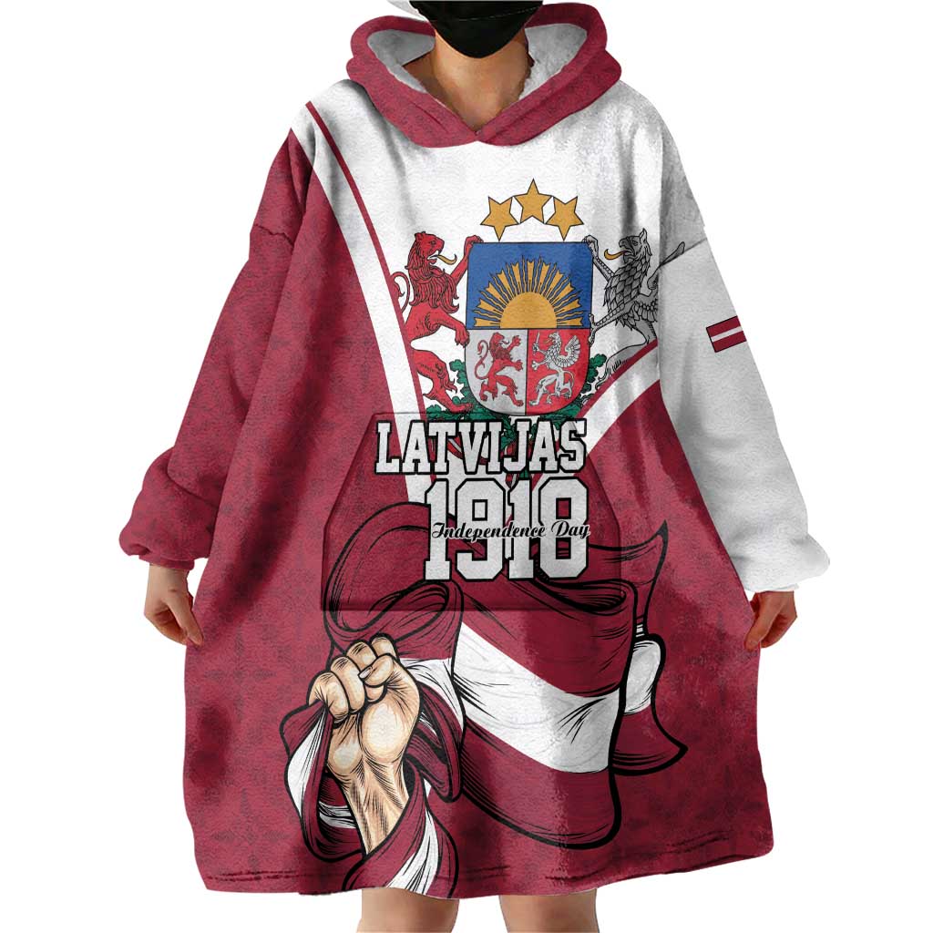 Personalized Latvia Independence Day Wearable Blanket Hoodie 18th November 1918 - Wonder Print Shop