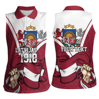 Personalized Latvia Independence Day Women Sleeveless Polo Shirt 18th November 1918 - Wonder Print Shop