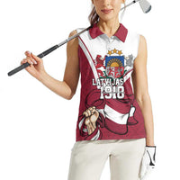 Personalized Latvia Independence Day Women Sleeveless Polo Shirt 18th November 1918 - Wonder Print Shop