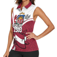 Personalized Latvia Independence Day Women Sleeveless Polo Shirt 18th November 1918 - Wonder Print Shop