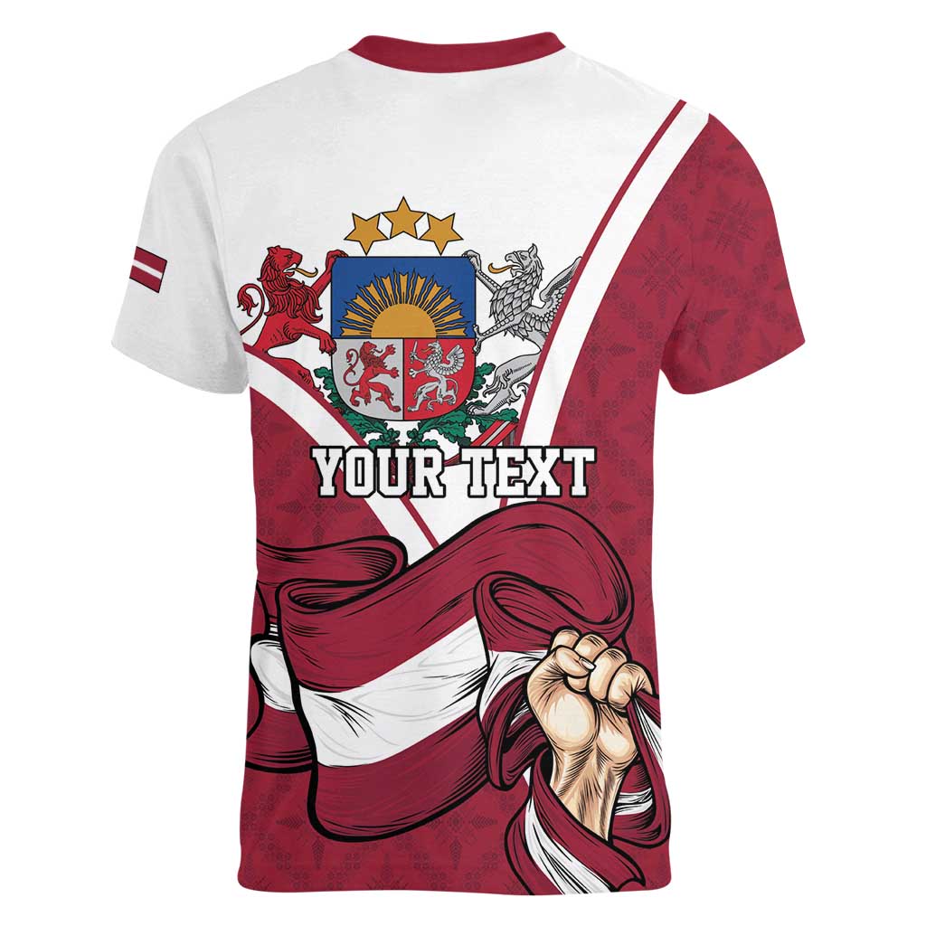 Personalized Latvia Independence Day Women V-Neck T-Shirt 18th November 1918 - Wonder Print Shop
