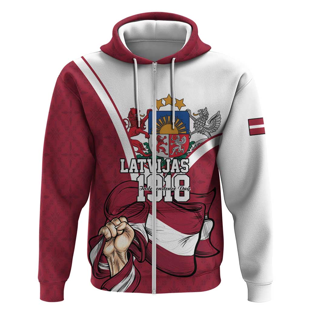 Personalized Latvia Independence Day Zip Hoodie 18th November 1918 - Wonder Print Shop