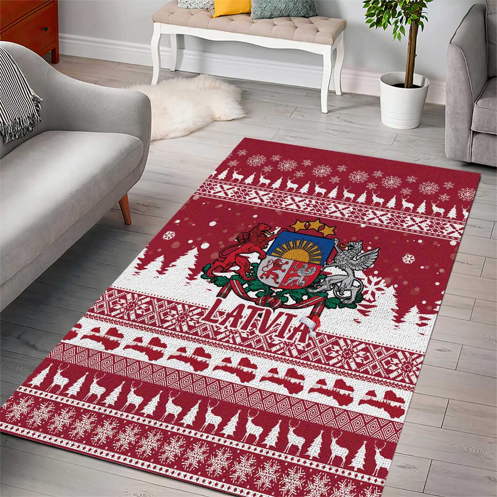 Latvia Christmas Area Rug Priecigus Ziemassvetkus - Wonder Print Shop