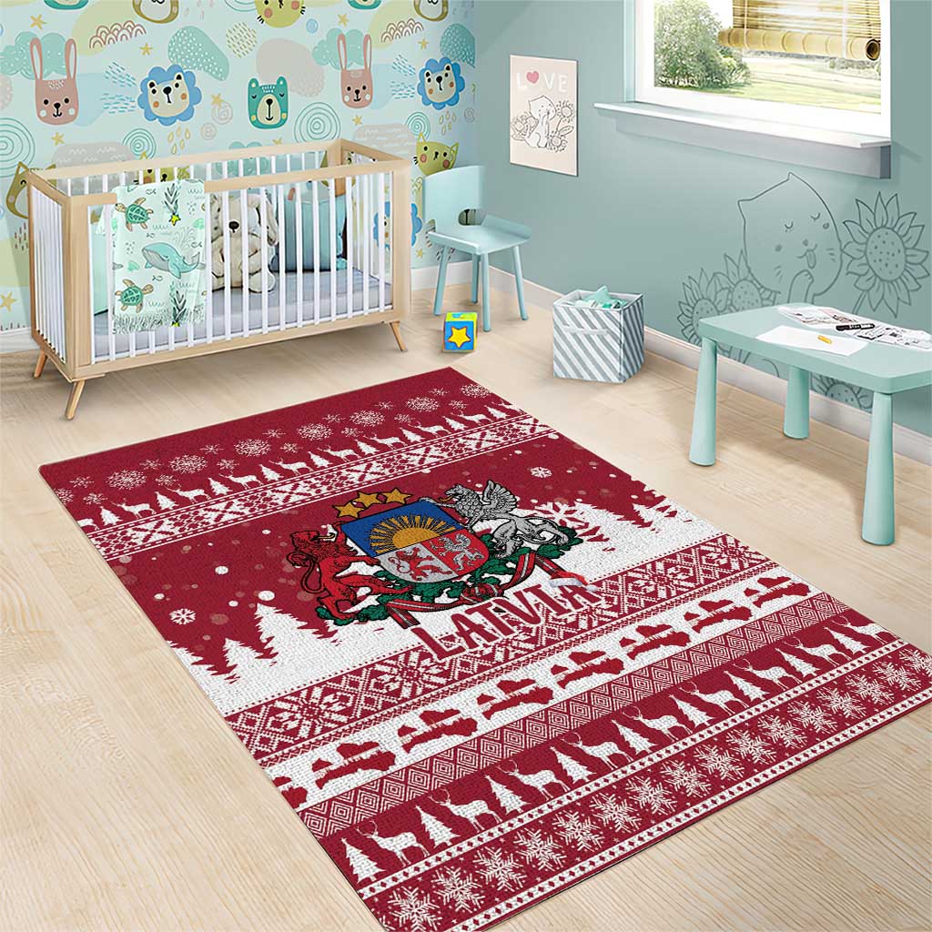 Latvia Christmas Area Rug Priecigus Ziemassvetkus - Wonder Print Shop