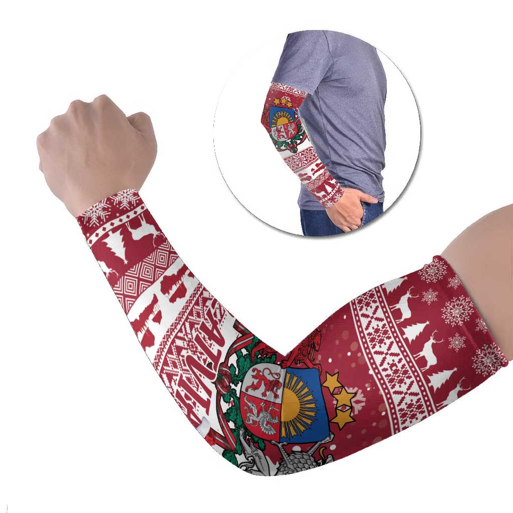 Latvia Christmas Arm Sleeves Priecigus Ziemassvetkus - Wonder Print Shop