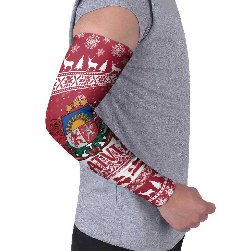 Latvia Christmas Arm Sleeves Priecigus Ziemassvetkus - Wonder Print Shop