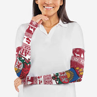 Latvia Christmas Arm Sleeves Priecigus Ziemassvetkus - Wonder Print Shop