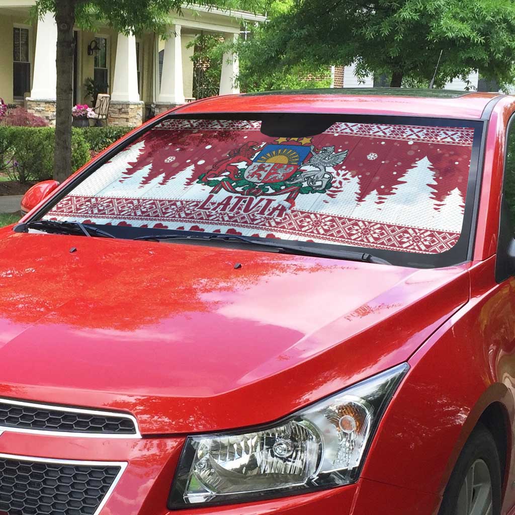 Latvia Christmas Auto Sun Shade Priecigus Ziemassvetkus - Wonder Print Shop