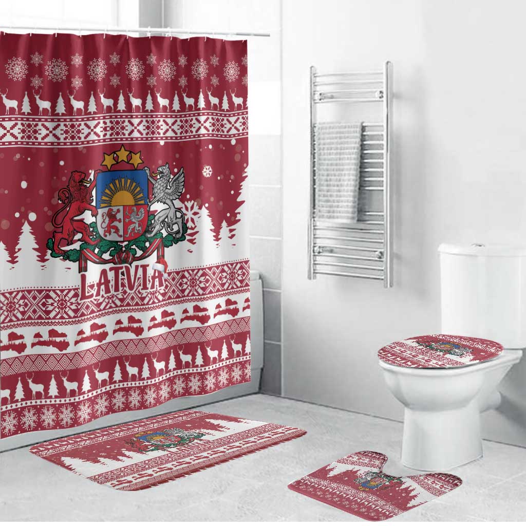 Latvia Christmas Bathroom Set Priecigus Ziemassvetkus - Wonder Print Shop