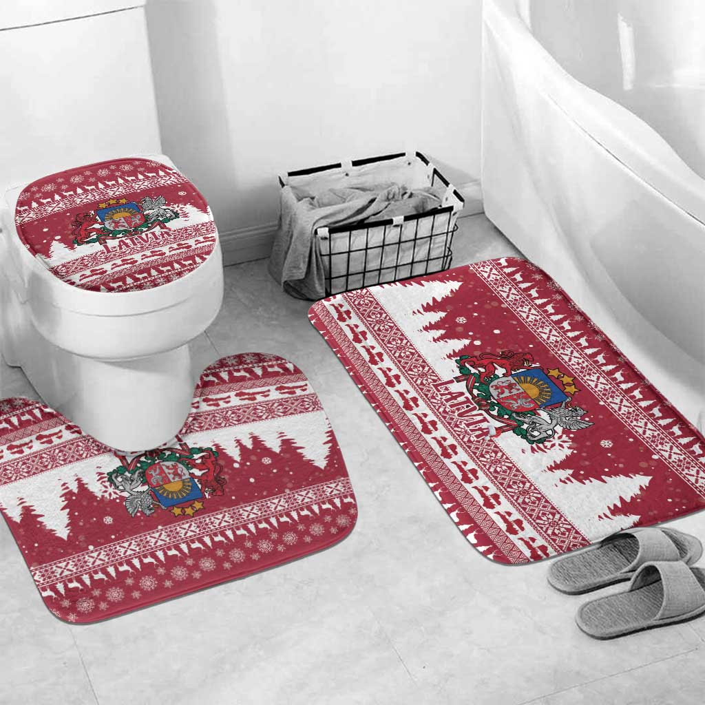 Latvia Christmas Bathroom Set Priecigus Ziemassvetkus - Wonder Print Shop
