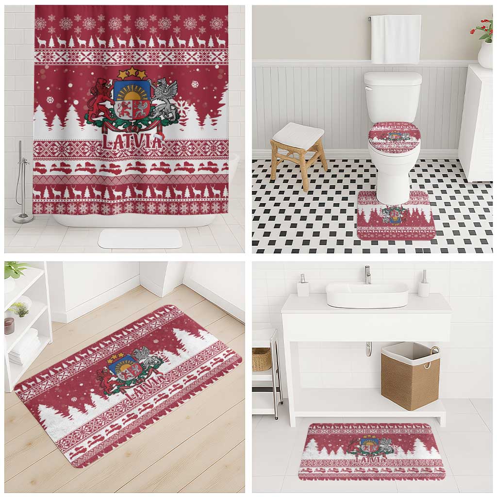 Latvia Christmas Bathroom Set Priecigus Ziemassvetkus - Wonder Print Shop
