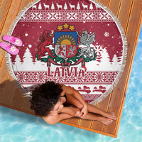 Latvia Christmas Beach Blanket Priecigus Ziemassvetkus - Wonder Print Shop